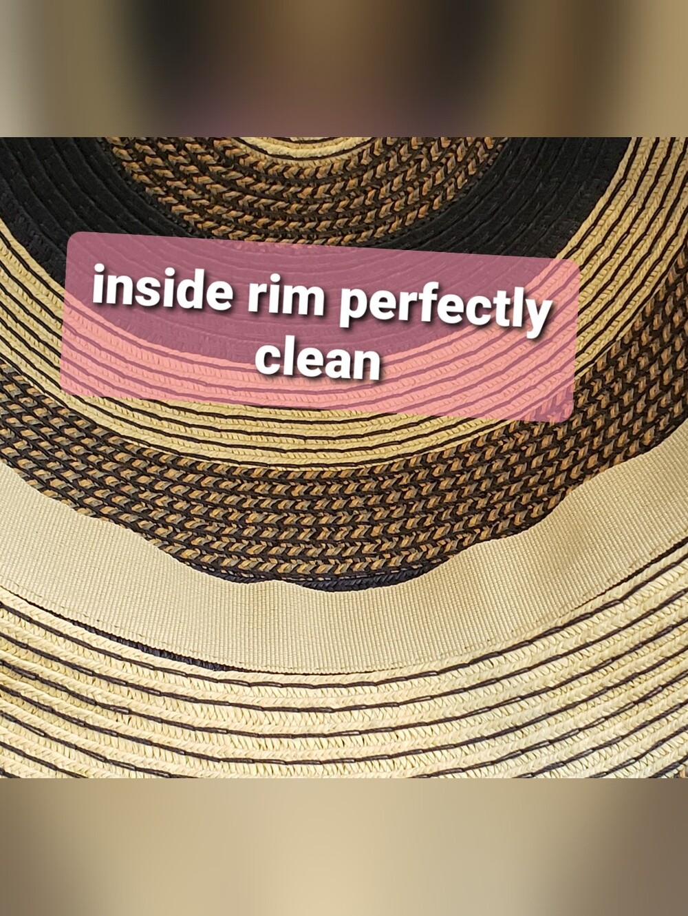 Panama Jacks Women's Stripped Straw Sun Hat Wide Brim Navy Tan One Size - Picture 6 of 7